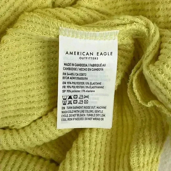 3/$20 Lot Oversized Yellow Waffle Knit Pullover Sweater XL - Picture 8 of 9